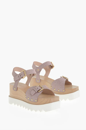 Sandali ELYSE Glitter con Suola Track e Zeppa in Legno 8,5cm