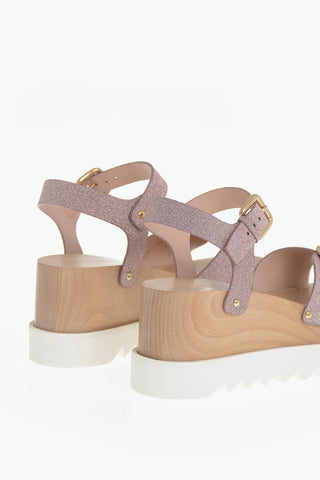 Glitter-Sandalen ELYSE mit Track-Sohle und 8,5 cm Holzkeilabsatz