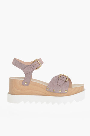Sandali ELYSE Glitter con Suola Track e Zeppa in Legno 8,5cm