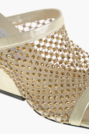 Metallic Faux Leather Mules RAMADAN With Jewel Embellishments 9cm