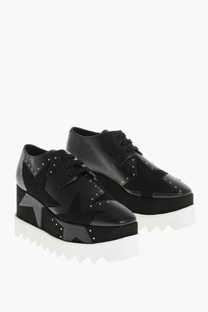 Derby-Schuhe ELYSE aus Kunstleder mit Track-Sohle und 8 cm Keilabsatz