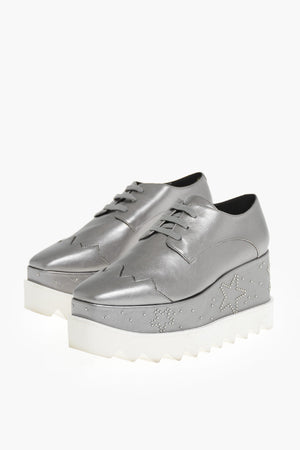 Metallic Faux Leather Sneakers ELYSE With Studs And Platform 8.5cm