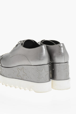 Metallic Faux Leather Sneakers ELYSE With Studs And Platform 8.5cm