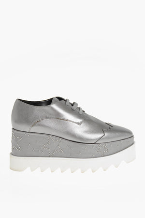 Metallic Faux Leather Sneakers ELYSE With Studs And Platform 8.5cm