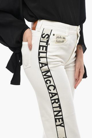 Jeans Cropped Fit con Bande Laterali Logate 20cm