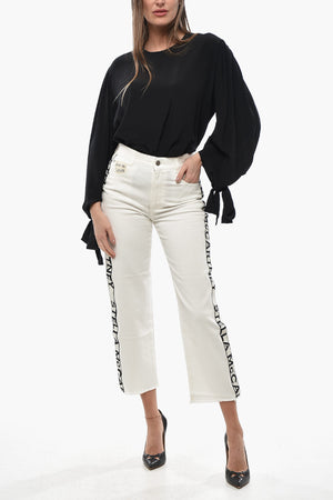 Jeans Cropped Fit con Bande Laterali Logate 20cm