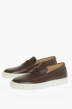 Brushed Leather Penny Loafers