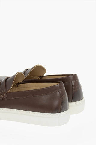 Brushed Leather Penny Loafers