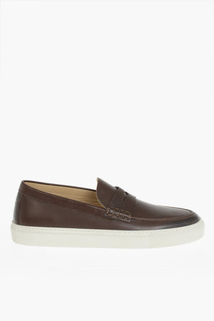 Brushed Leather Penny Loafers