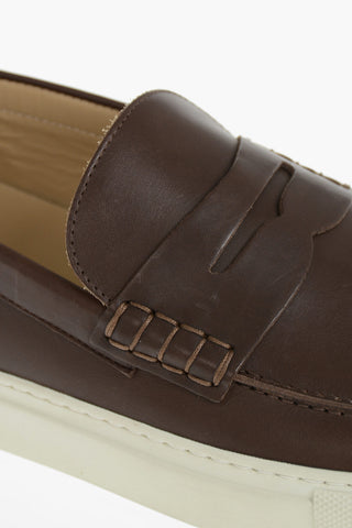 Brushed Leather Penny Loafers