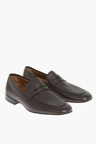 Penny-Loafer aus genarbtem Leder
