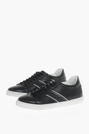 Low-Top Leather Sneakers with Logo Detail