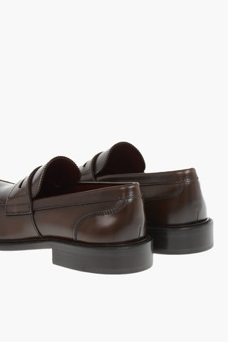 Solid-Color Leather Penny Loafers