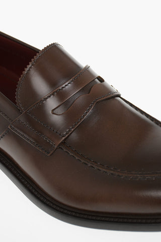 Solid-Color Leather Penny Loafers