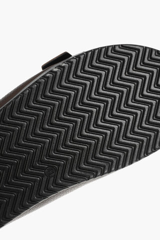 Pebbled Leather Slides With Buckles