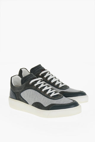 Two Tone Suede and Jersey Sneakers