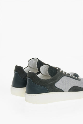 Two Tone Suede and Jersey Sneakers