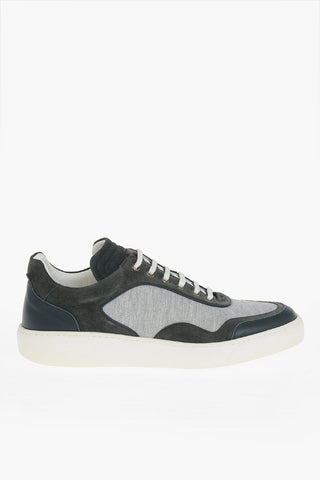 Two Tone Suede and Jersey Sneakers