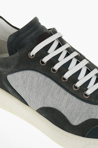 Two Tone Suede and Jersey Sneakers