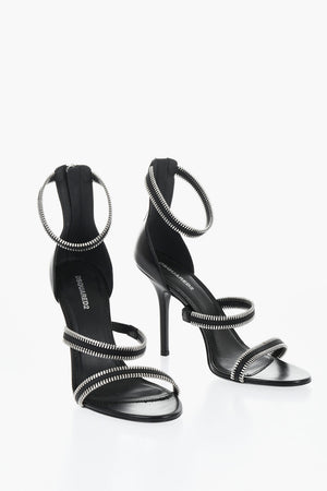Leder Ankle Strap Sandalen Mit Reißverschluss-Details 10cm