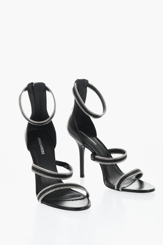Leder Ankle Strap Sandalen Mit Reißverschluss-Details 10cm