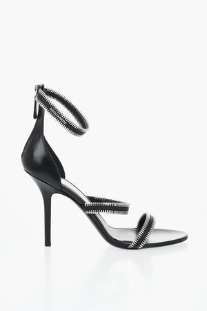Leder Ankle Strap Sandalen Mit Reißverschluss-Details 10cm