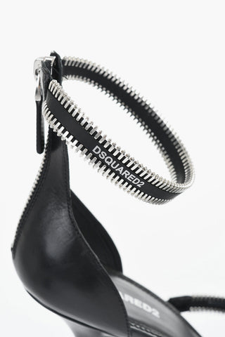 Leder Ankle Strap Sandalen Mit Reißverschluss-Details 10cm
