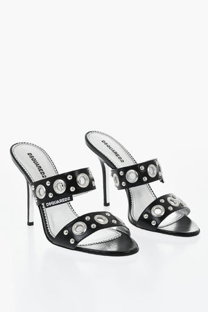 Mules aus Leder mit Nieten 11cm