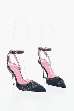 Denim Ankle Strap Pumps 10cm
