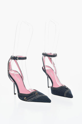 Denim Ankle Strap Pumps 10cm