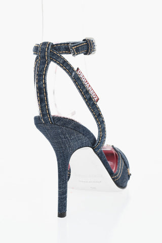 Denim Ankle Strap Pumps 10cm