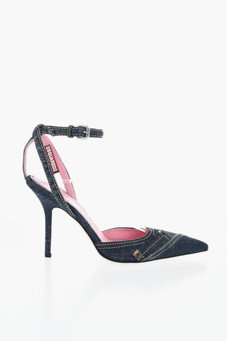 Denim Ankle Strap Pumps 10cm