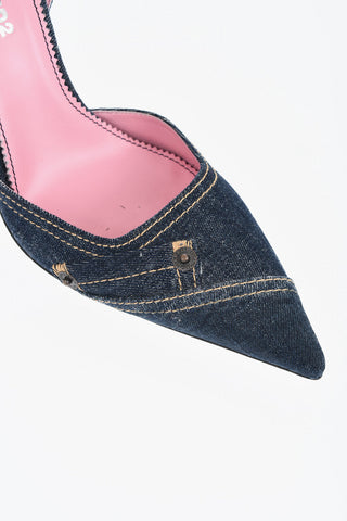 Denim Ankle Strap Pumps 10cm