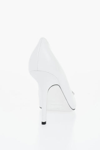 Leather Pumps with Maxi Metal Logo Plate 10cm