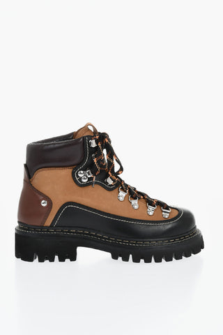 Color-Block-Leder-Combatboots mit Track-Sohle