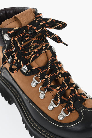Color-Block-Leder-Combatboots mit Track-Sohle