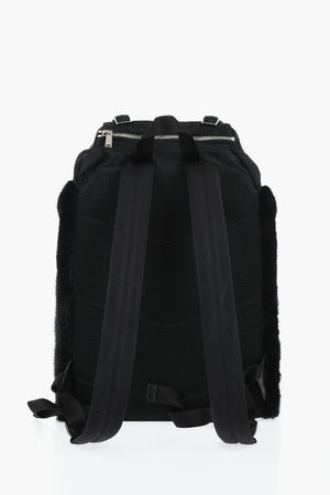 Multi-Pocket Backpack with Shiny Fur Details