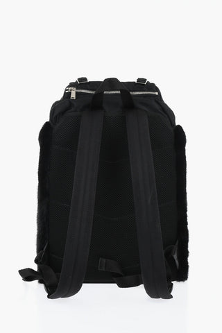 Multi-Pocket Backpack with Shiny Fur Details