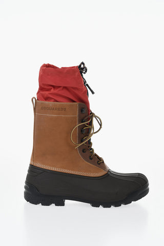 Leather Ankle Boots with Rubber Detail