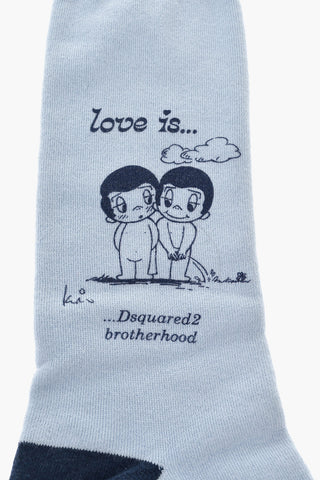 LOVE IS BY MINIKIM HOLLAND 대비 프린트 롱삭스