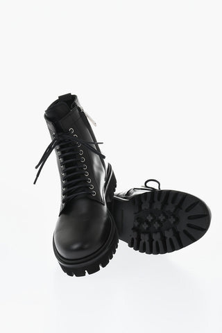 ICON Leather Combat Boots with Side Zip