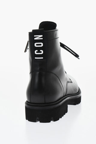 ICON Leather Combat Boots with Side Zip