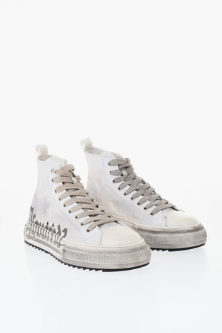 High Vintage-Effect Sneakers With Printed Logo
