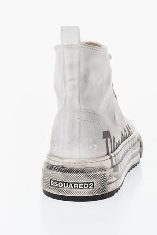 High Vintage-Effect Sneakers With Printed Logo