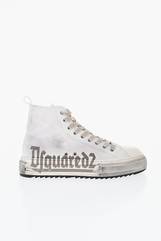 High Vintage-Effect Sneakers With Printed Logo