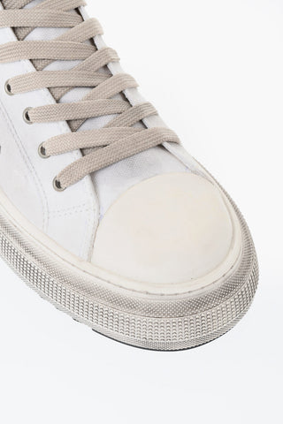 High Vintage-Effect Sneakers With Printed Logo