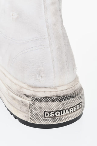 High Vintage-Effect Sneakers With Printed Logo