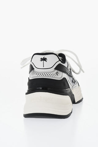 Leather and Fabric Two-Tone Low-Top Sneakers with Monogram