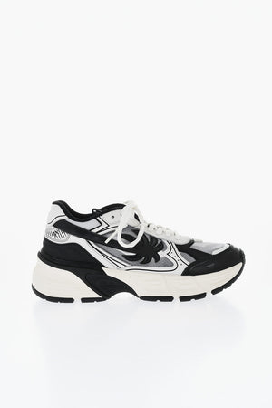 Leather and Fabric Two-Tone Low-Top Sneakers with Monogram