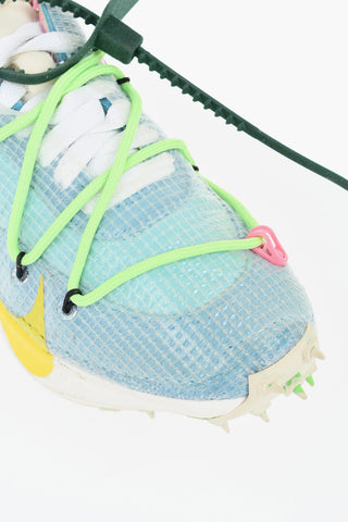 OFF-WHITE 테크니컬 메시 소재 로우탑 스니커즈 WAFFLE RACER 가죽 장식과 스터드 효과 밑창